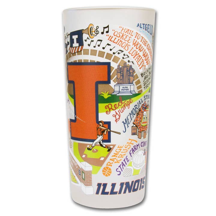 Illinois, University of Collegiate Drinking Glass for wholesale by catstudio