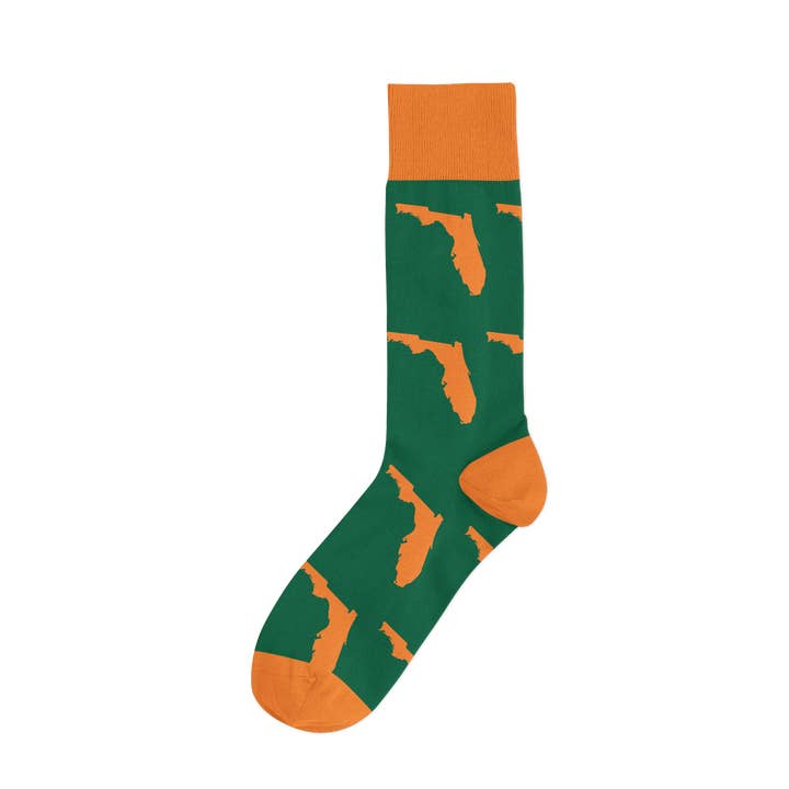 Barrel Down South – wholesale Socks – Unisex – Florida FL Green/Orange South Florida Sock