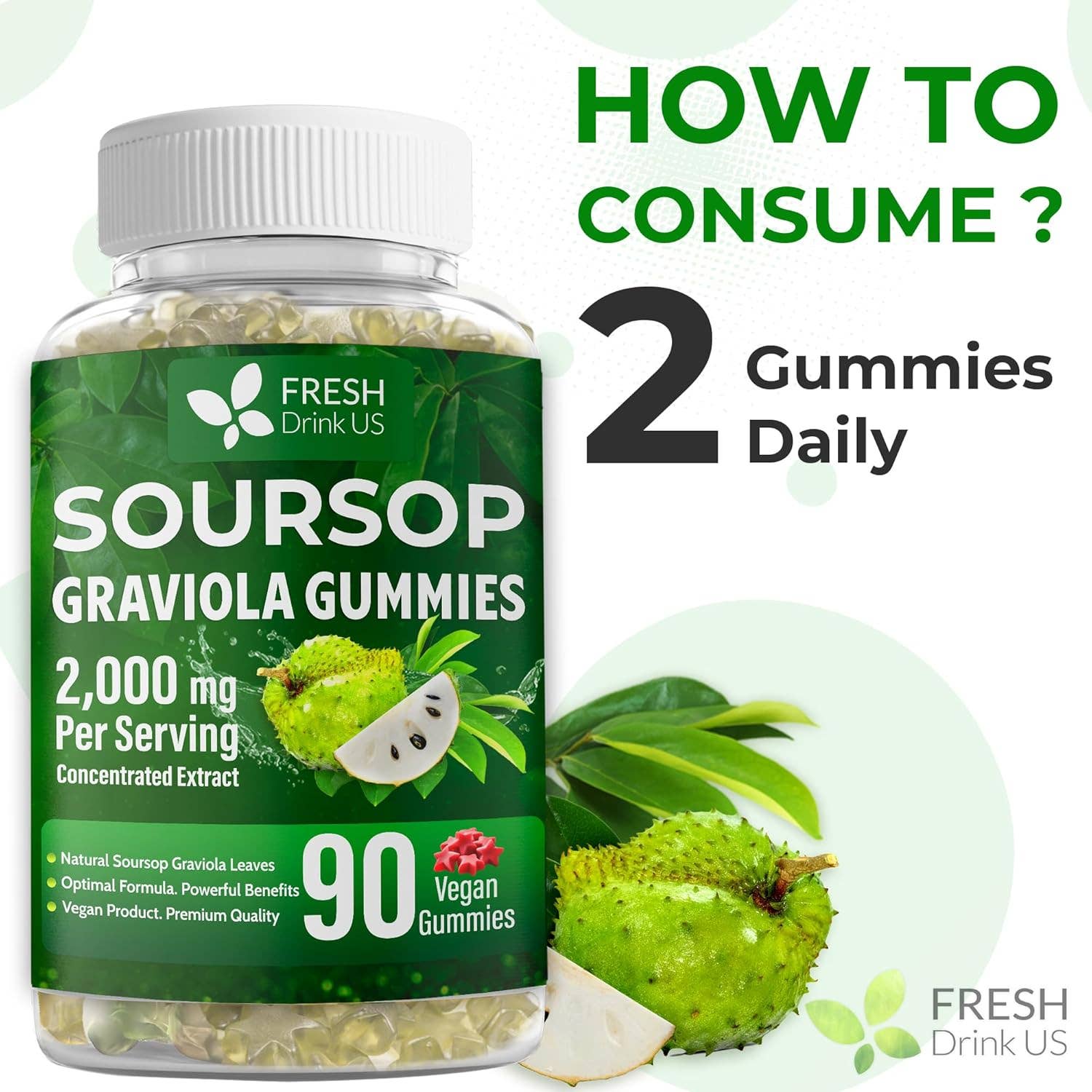 Naomi's Happy Place Shop – wholesale Oral supplement/vitamin – Premium 90 Soursop Graviola Gummies6