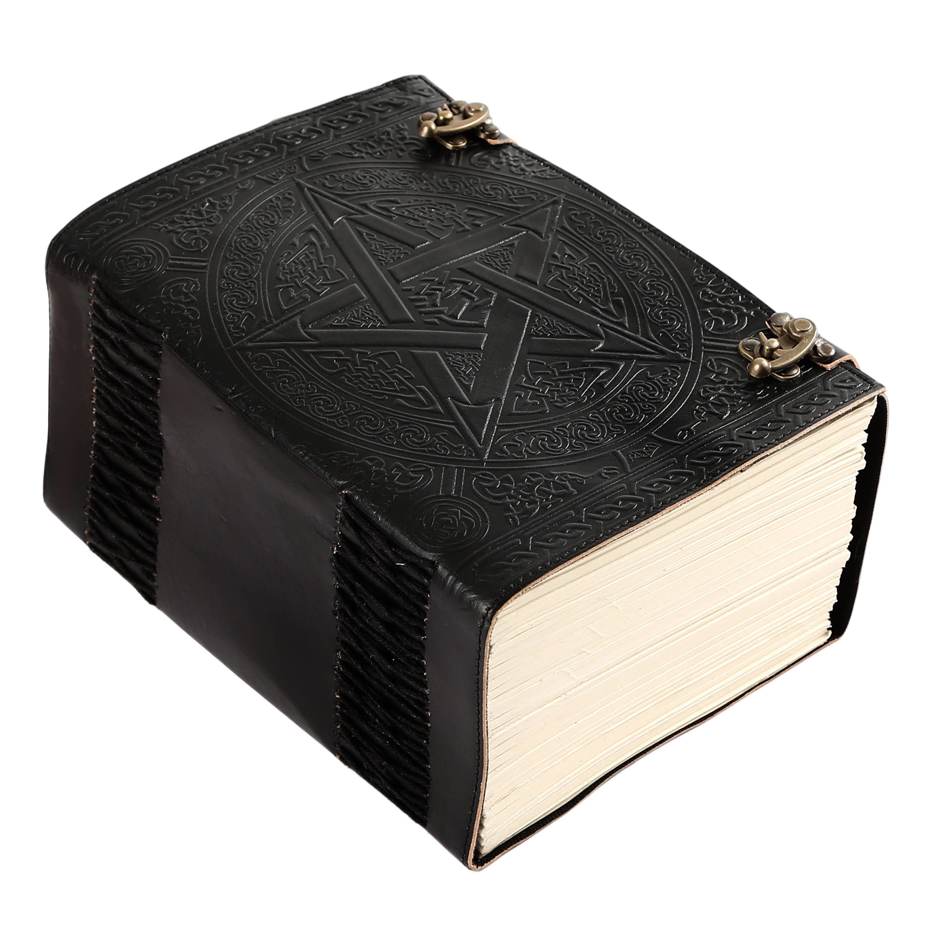 Tuzech Leather - Wholesale Journal/Diary - 1000 Pages Large Black Pentagram Embossed Leather Journal | Writing Leather Notebook | Leather grimoire Book | Handmade Leather Journal Gift6