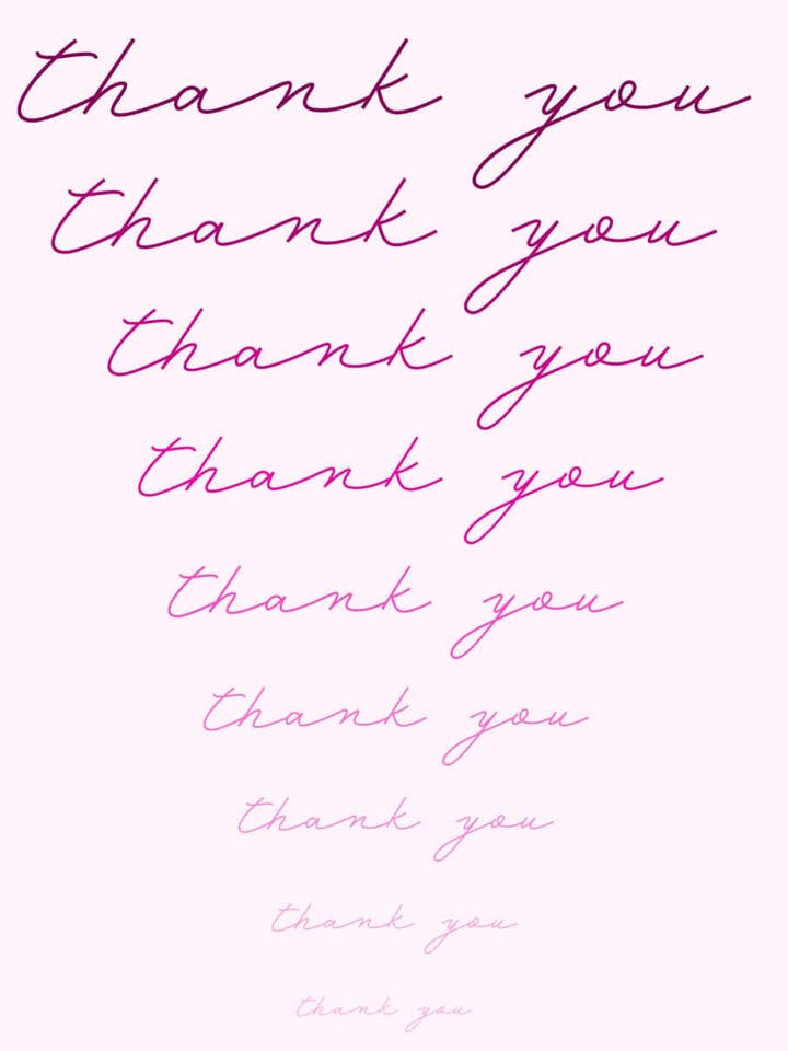 Fading Pink Thank You Card for wholesale by Good Life Art Press