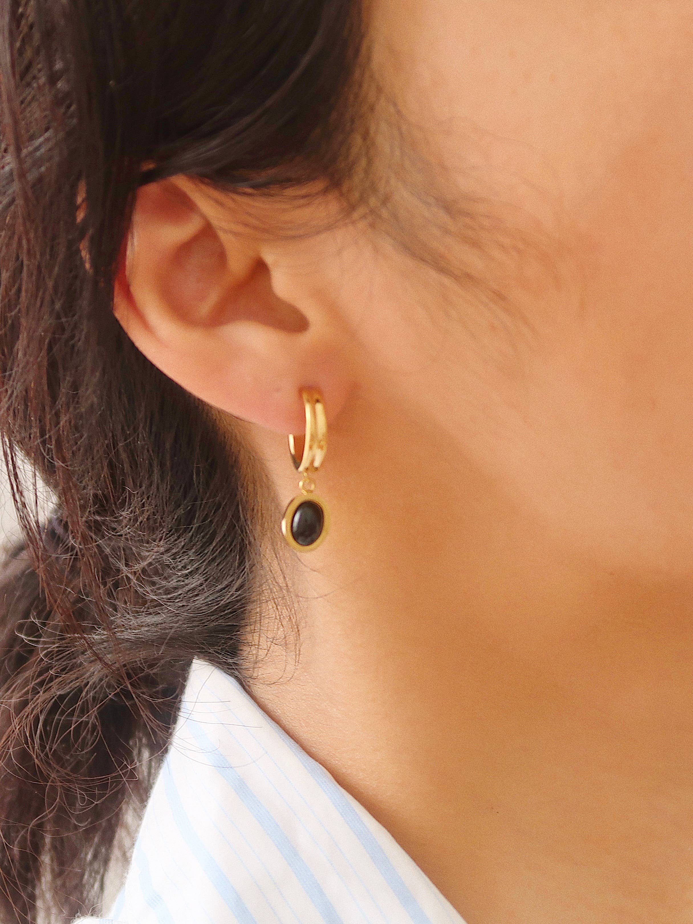 Furano Studio - Wholesale Dangle Earrings - Black Onyx Gemstone Drop Earring, Agate Dangle Earring5