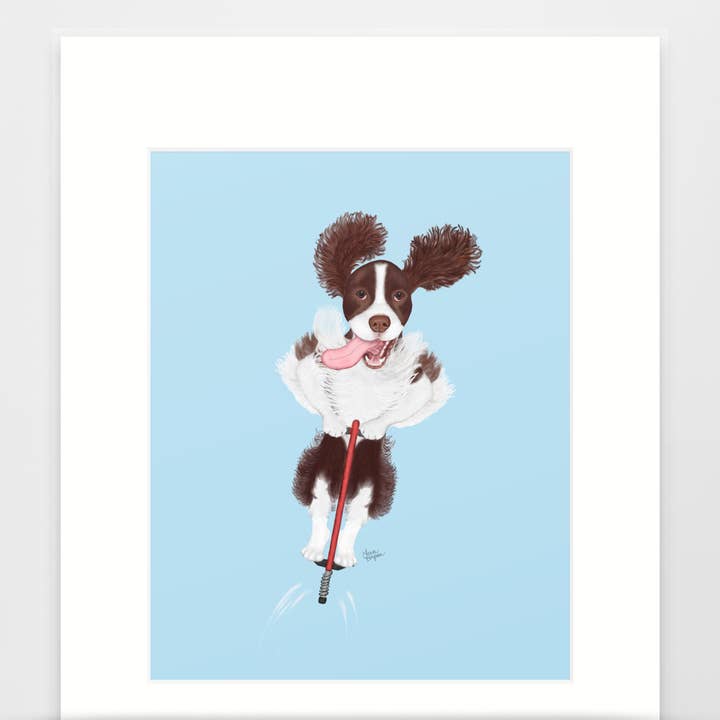Springer Spaniel Dog Art Print, Brown and White Edition for wholesale by Laura Bergsma Studio