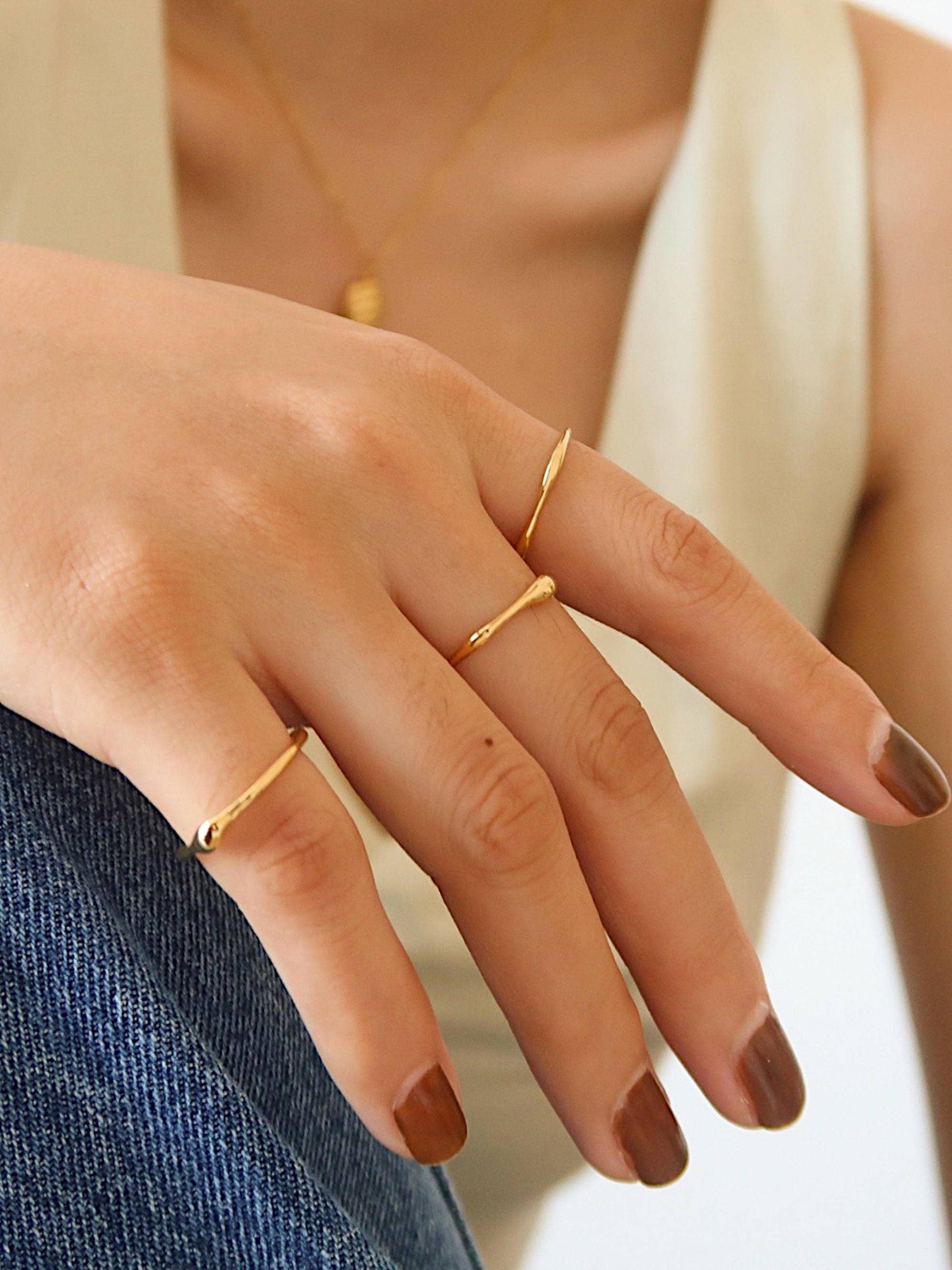 Rowena 18K Gold Non-Tarnish Minimalist Band Rings for wholesale on Faire1