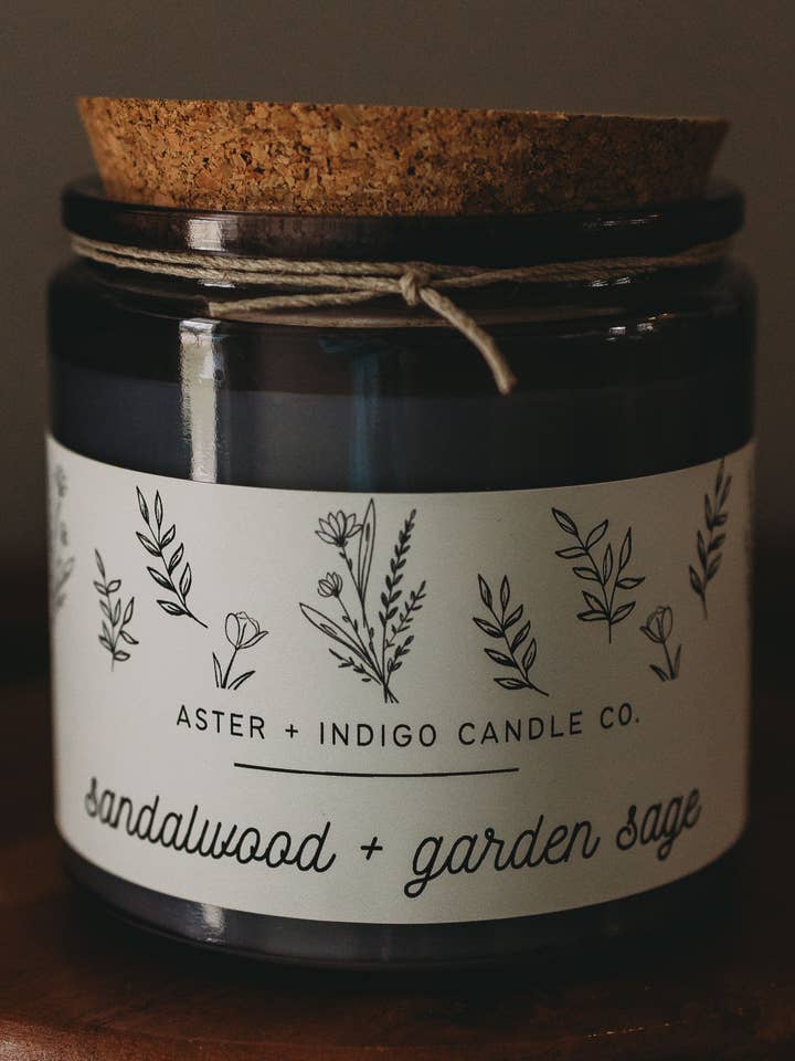 Sandalwood + Garden Sage | Summer Candle for wholesale by Aster + Indigo Candle Co.