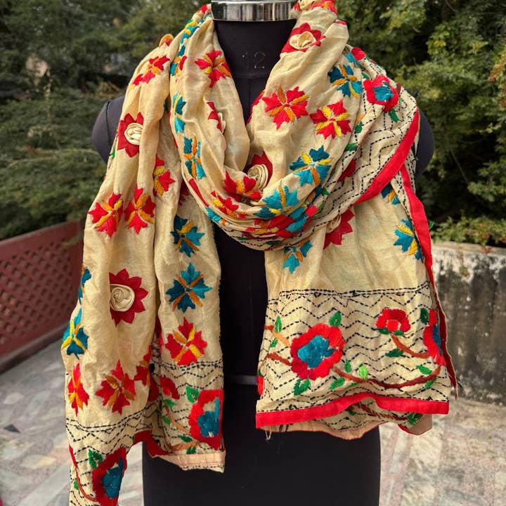 bhavnas boutique – wholesale Wrap – Women's – Phulkari Dupatta Embroidery Work Cotton Women Dupatta Scarf