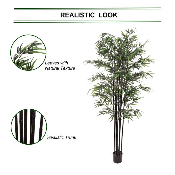 Larksilk - Venta al por mayor Plantas artificiales - Árbol de bambú negro artificial de 1,8 m en maceta negra para decoración interior