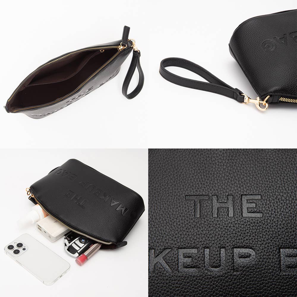 Sensibling Corp. - Wholesale Make-up tas/toilettas - Make-uptasje van kunstleer met opdruk "THE MAKEUP BAG" en polsriem2