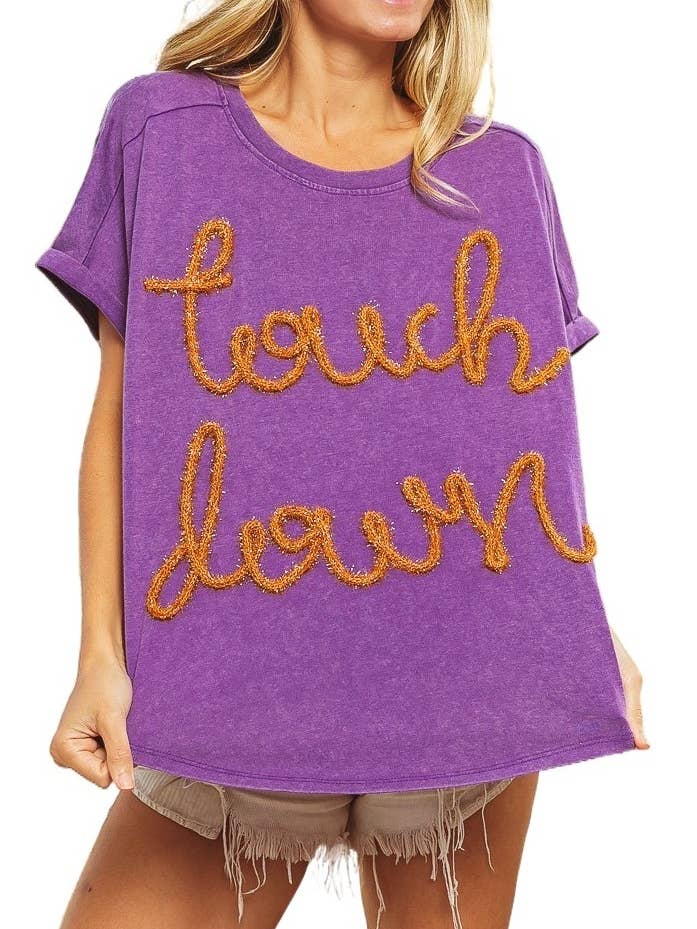 Touchdown Metallic Letter Vintage tvättad topp för wholesale av Vanilla Monkey