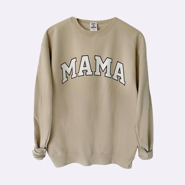 COLLEGIATE MAMA ♡ beige trykt mama sweatshirt for engroshandel hos BFFS & BABES