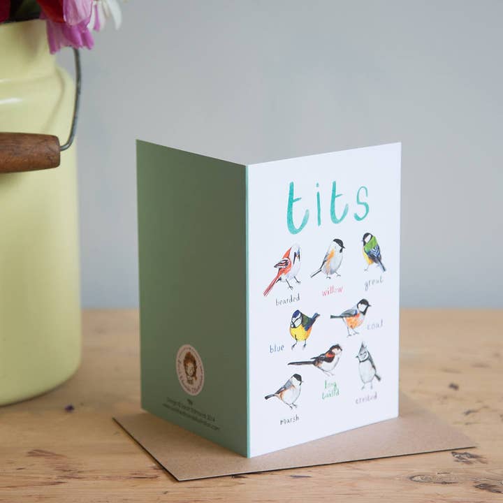 Tits Blank Bird Card for wholesale by Sarah Edmonds Illustration