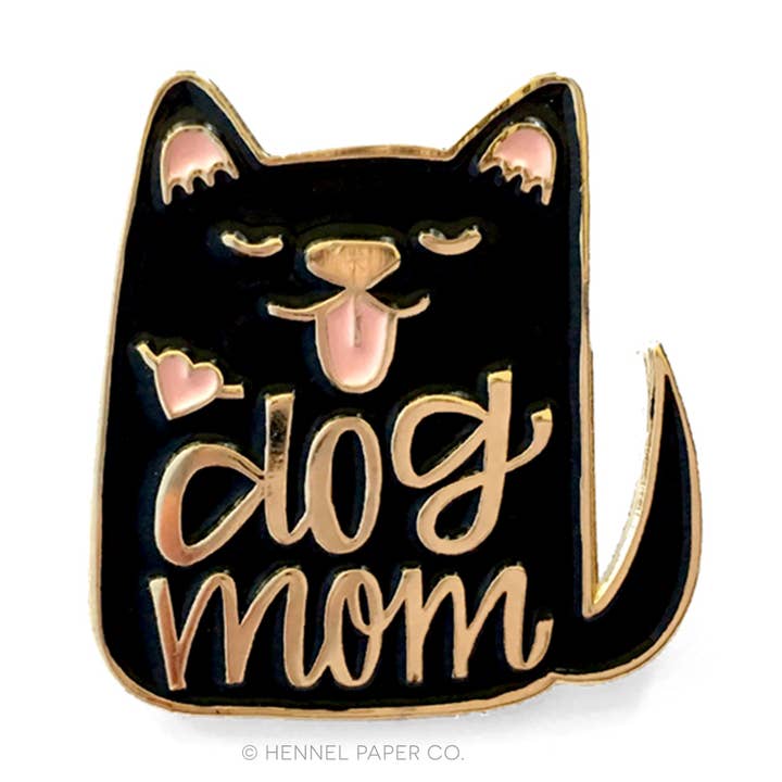 Enamel Pin - Dog Mom (black) for wholesale by Hennel Paper Co.