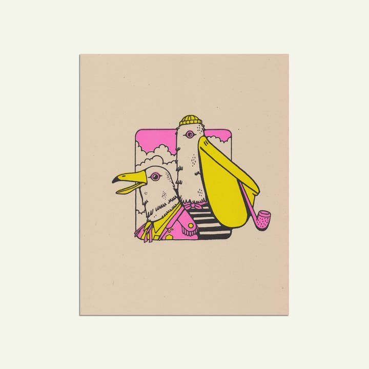 It's Not That Weird - Wholesale Art Print - Sailor Birds riso print1