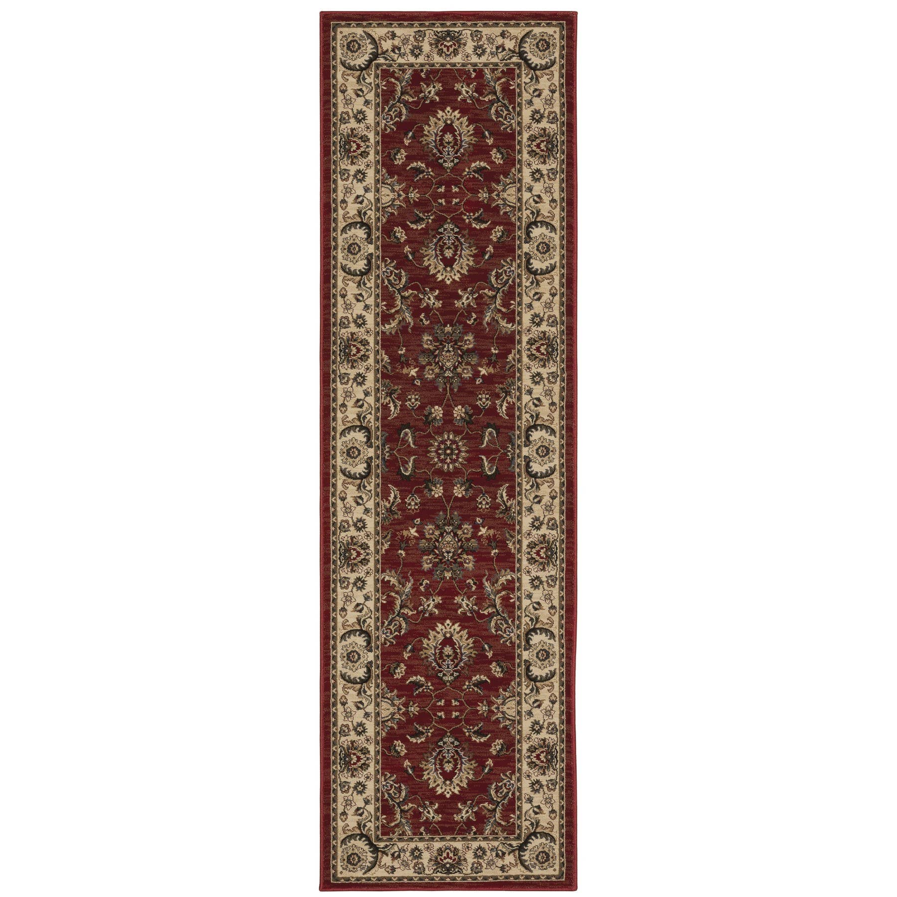 HomeRoots - Wholesale Area Rug - 8' Red And Ivory Oriental Runner Rug0