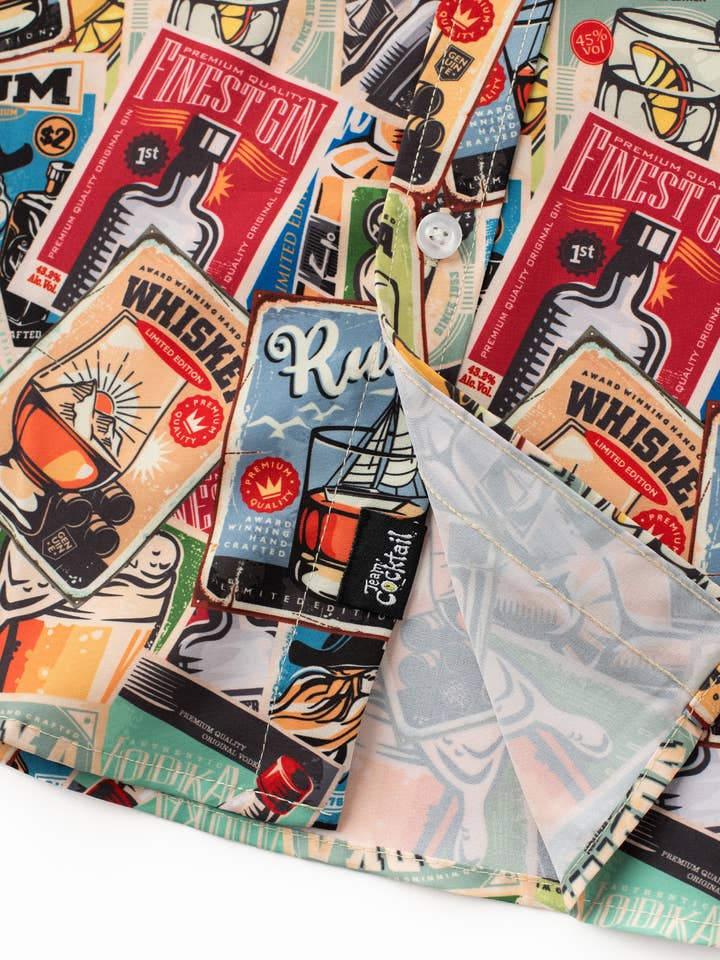 Team Cocktail - Wholesale Button Down Shirt - Unisex - Retro Liquor Cards Unisex Button Up2