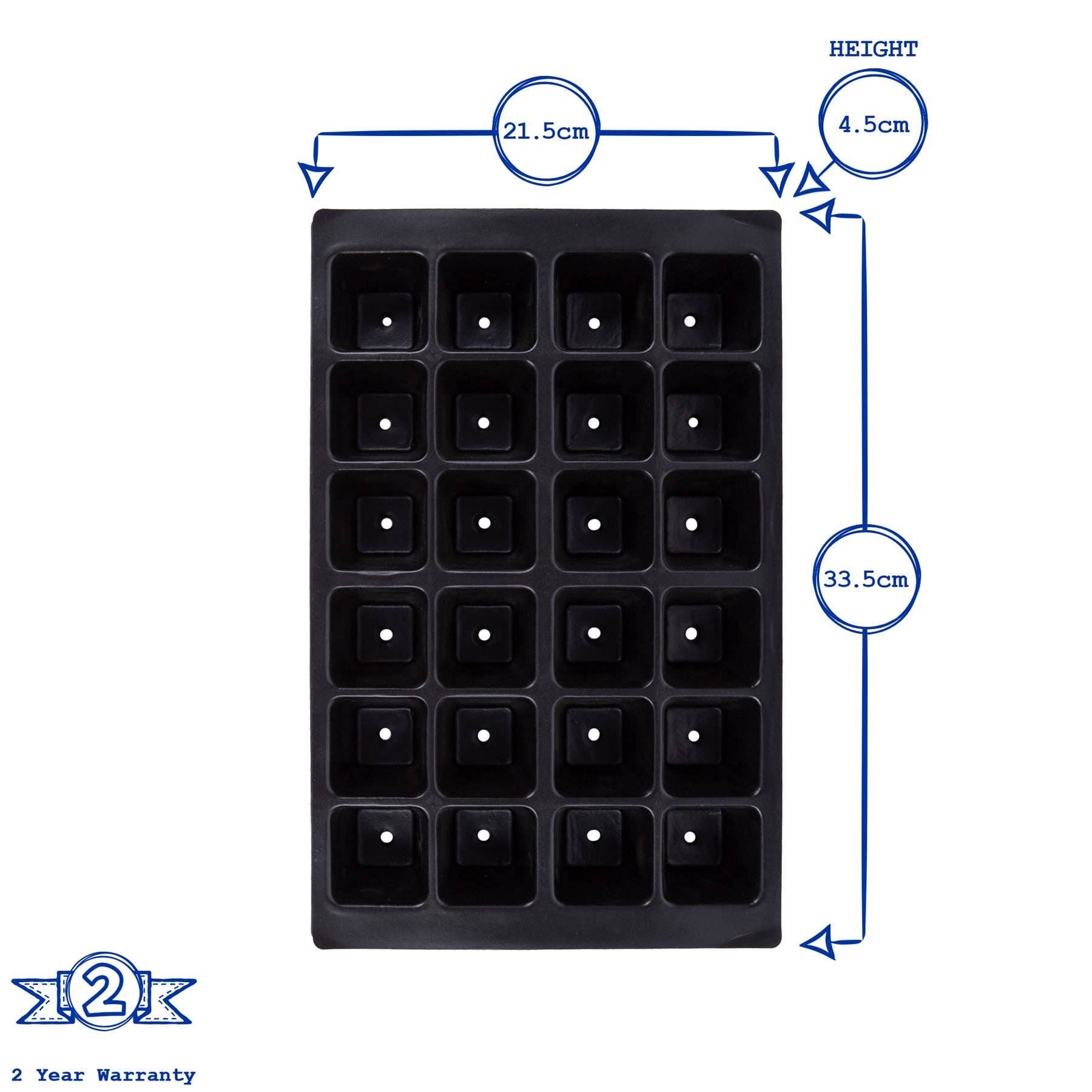 Rinkit Pty Ltd - Wholesale Plant pot - 24pc Black Plastic Seed Starting Trays Set - Pack of 3 - By Green Blade2