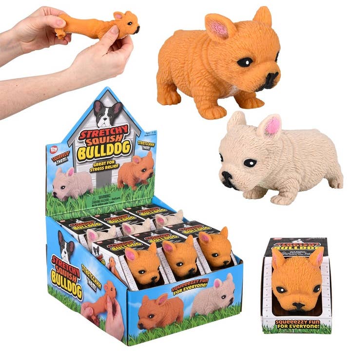3.5" STRETCHY, SQUISH BULLDOG LLB Squishy Toys for wholesale by La Luna Bella - Toys