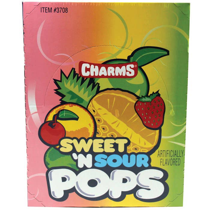 Grandpa Joe's Candy Shop - Wholesale Lollipop - Charms Sweet & Sour Lollipops, 48ct Case