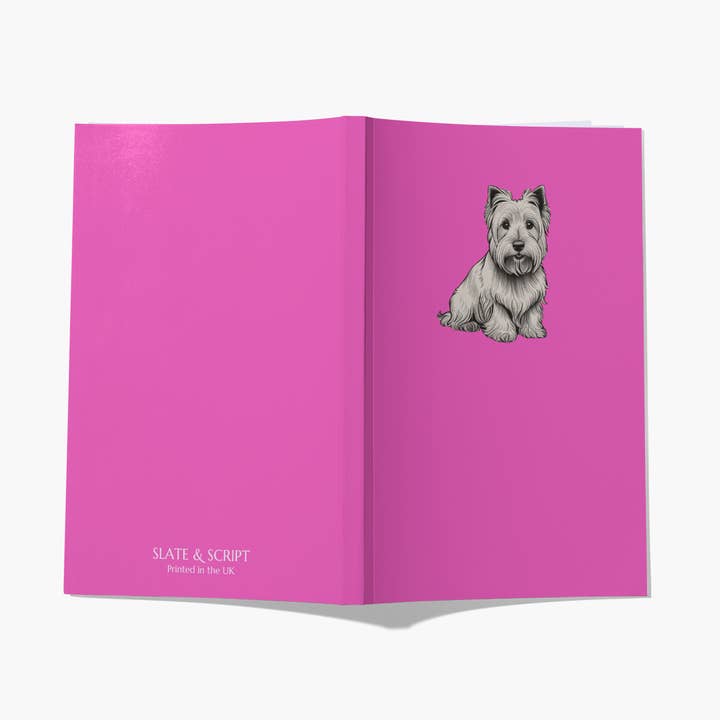 Slate and Script 'Westie' Pink A5 Notebook 80 pages for wholesale by Slate and Script