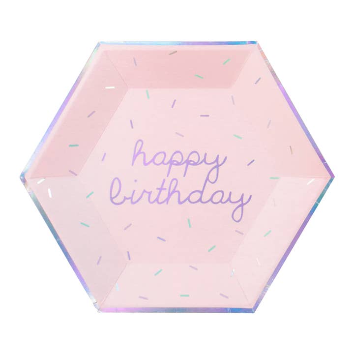 Harlow & Grey – wholesale Disposable plate – Sprinkles Pastel Happy Birthday Large Paper Plates - 18 Pack