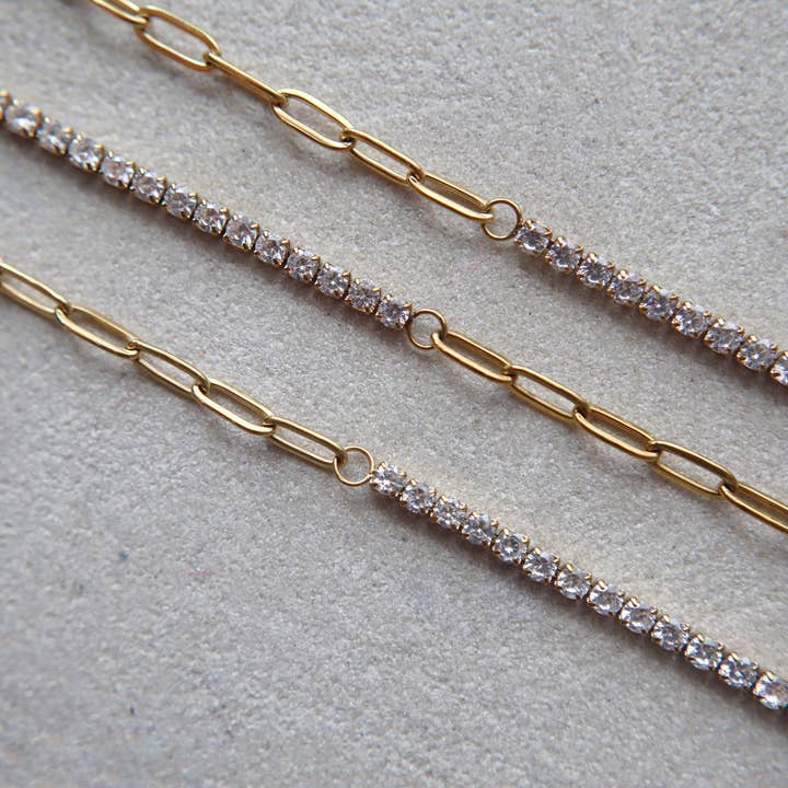 JESSA Jewelry - Wholesale Link & Chain Necklace - Celine Necklace | CZ Paperclip Necklace2