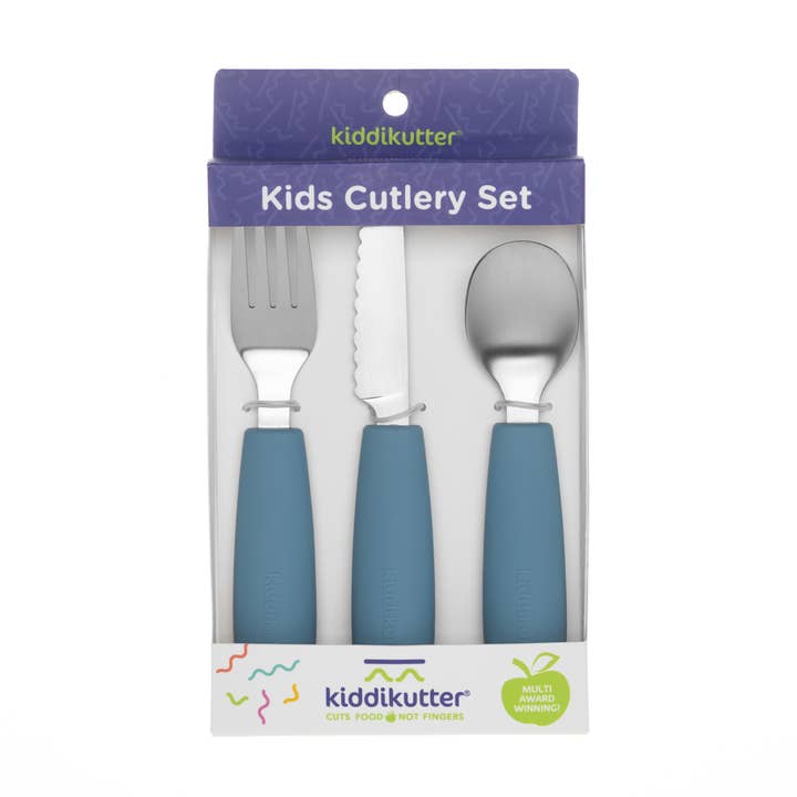 KiddiKutter Cutlery Set Sky Blue for wholesale by KiddiKutter child safe knife