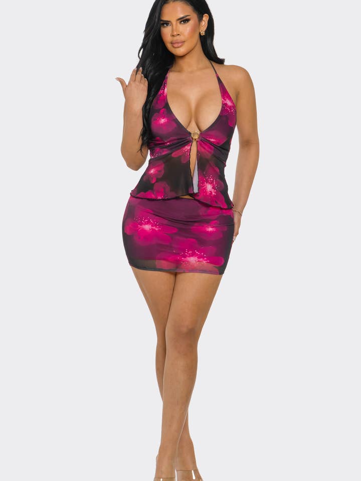 Cherry Mellow - Vente Ensemble haut et jupe - Femme - ENSEMBLE DEUX PIÈCES À IMPRIMÉ MAILLE4