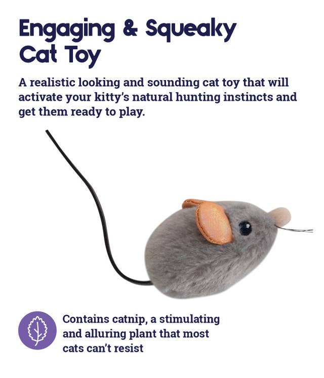 Pet Palette Distribution - Wholesale Pet Toy - Cat - Catstages Squeak Squeak Mouse Grey3