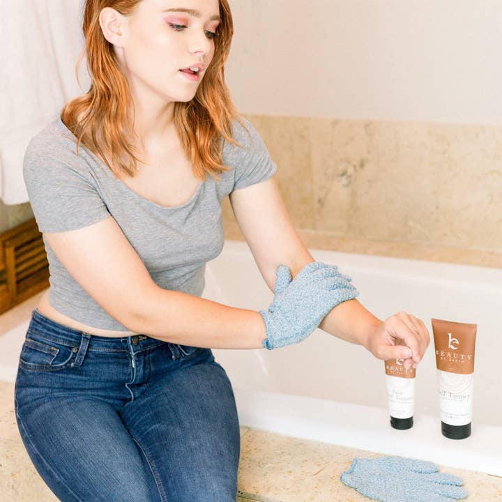 Beauty By Earth - Wholesale Exfoliating Gloves/Mitts - Exfoliating Shower Gloves - (Pack of 4 Gloves)5