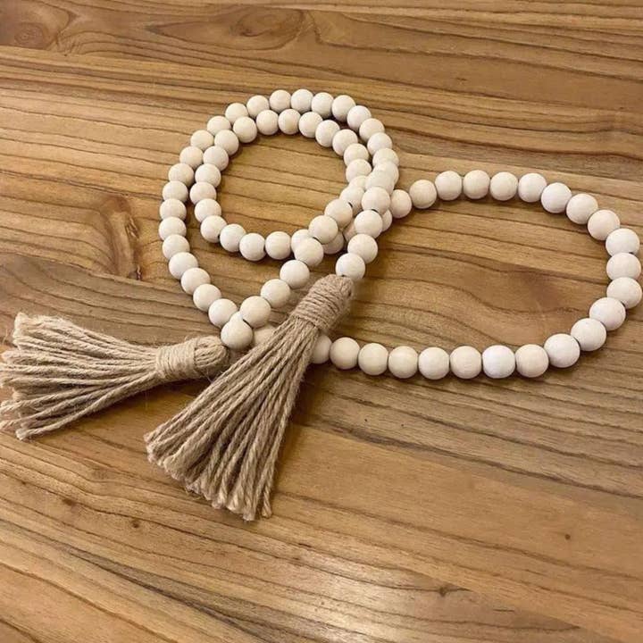 Magnifique Hearts - Wholesale Bunting/Garland - Decorative Farmhouse Wooden Bead Garland, Natural Garland4