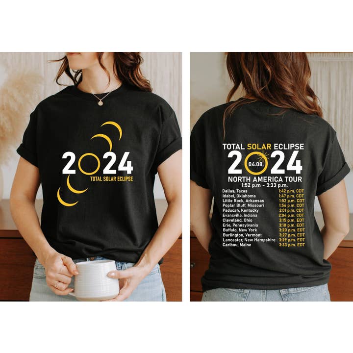 NVC Ecommerce LLC - Wholesale T-Shirt (Graphic) - Women's - Solar Eclipse 2024 Tour Shirt, Celestial Shirt, Astrology
