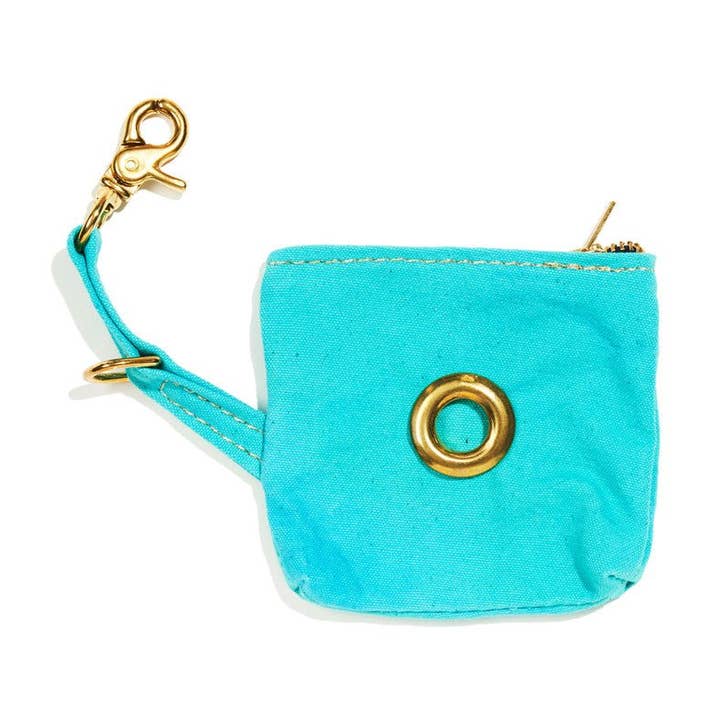 Aqua Cotton Canvas Poop Bag Pouch for wholesale by Found My Animal