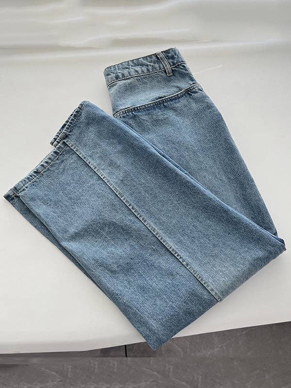 Sheer Trend - Wholesale Jeans - Women's - False Two Wide Leg Pockets Reversible Jean Pants Bottoms19