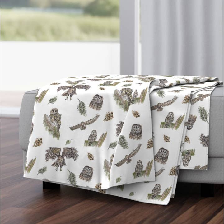 Forest Friends: Owl Throw for wholesale by Fox & Willow Design Studio