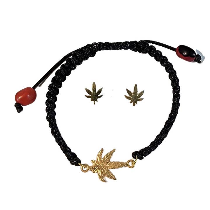 Adjustable Sterling Silver or 18Kt Gold Filled Weed Leaf Set for wholesale by Evelyn Brooks