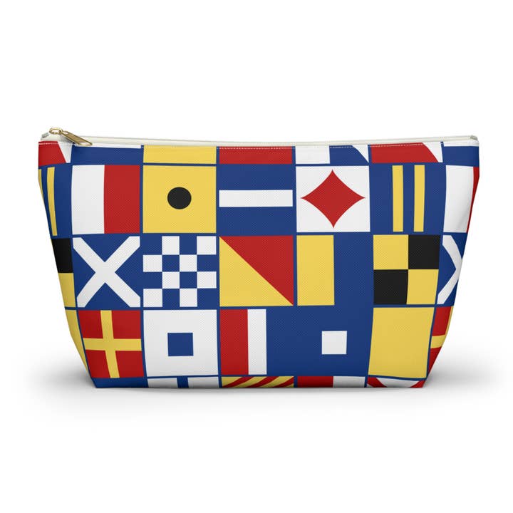 Nautical Signal Flag Accessory bag. T bottom pouch for wholesale by Lyn Roma