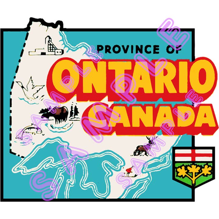 Adesivo in vinile stile retrò / vintage ONTARIO Canada ONT1 per la vendita all'ingrosso da parte di Hilda74 Retro Designs
