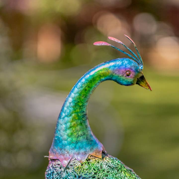 Zaer Ltd. International - Wholesale Outdoor Ornament/Decor - 35" Tall Standing Colorful Iron Peacocks in 2 Assorted Style