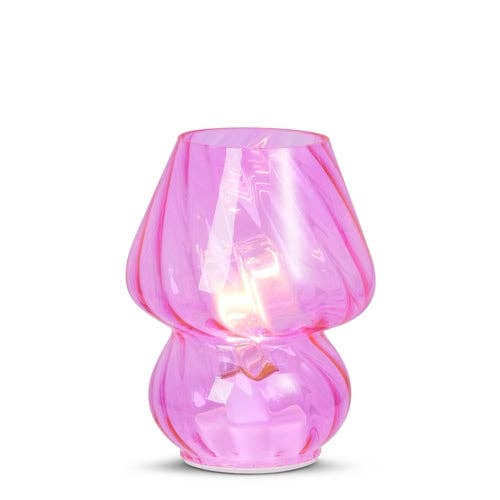 7.5" Lighted Pink Glass Lamp for wholesale by Dunn Deals