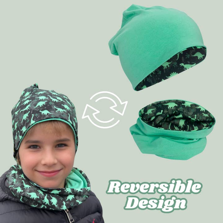 HECKBO - Vendita all'ingrosso Cappello - Neonati - Set cappello e sciarpa Dino, cappello da transizione