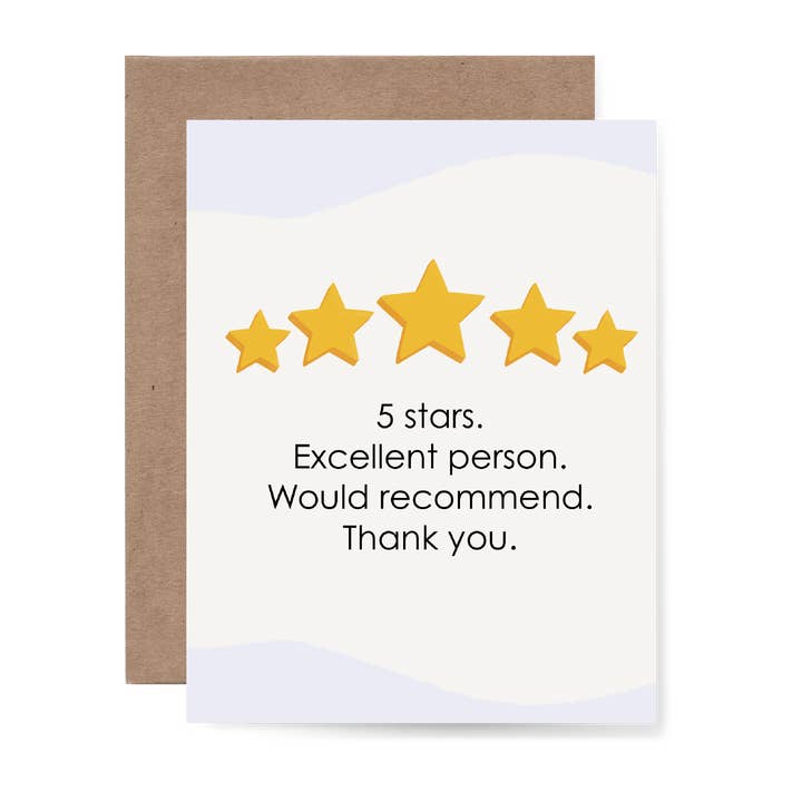 5 Star, Excellent Person, Thank You Greeting Card for wholesale by Bring Aloha