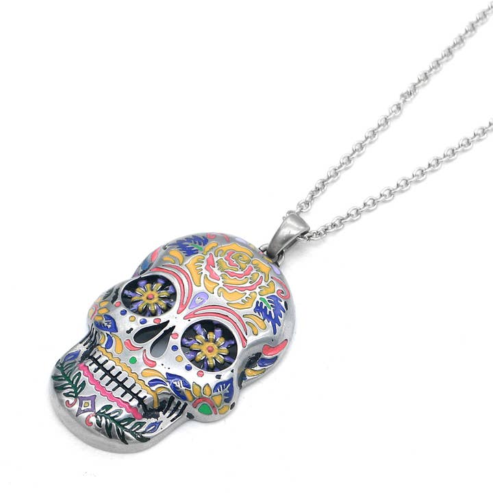 Controse - Wholesale Pendant/Charm Necklace - The Floral Sugar Skull Necklace2