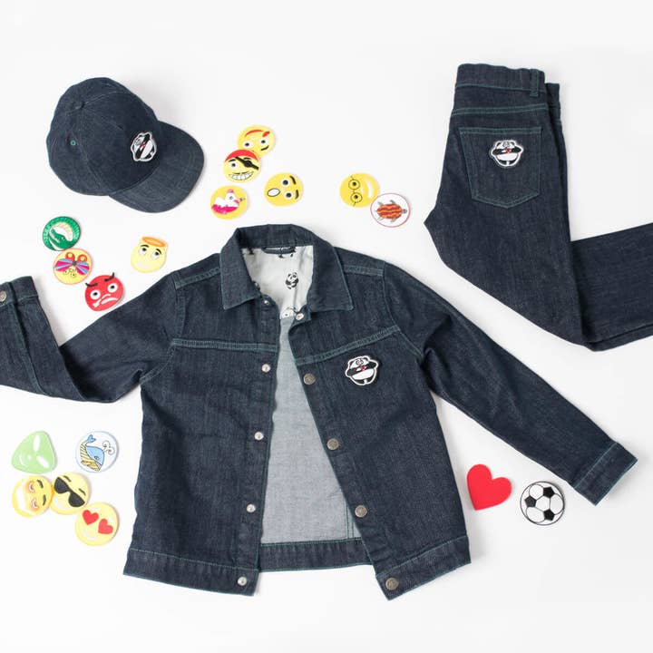 Pamboo - Wholesale Denim Jacket - Kids - Children's denim jacket with 5 emojis3