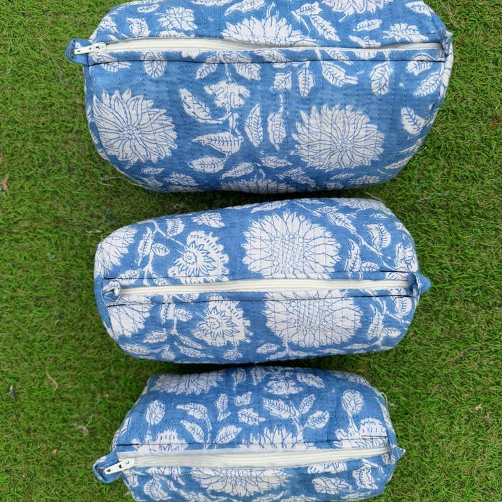 bhavnas boutique - Wholesale Makeup/Cosmetic Bag - Cosmetic Bag Floral Print Indian Cotton Handmade Travel Bags3