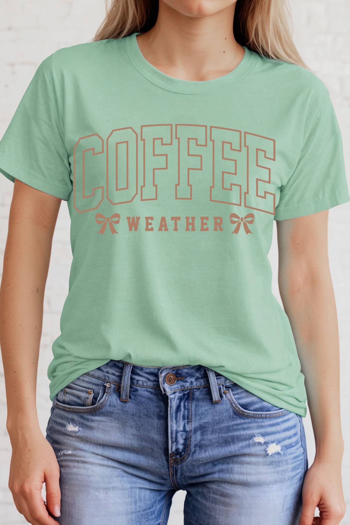 Amused by Blue - Wholesale Screen Printed T-Shirt - Women's - Women Coffee Graphic Print Short Sleeve Loose Top1