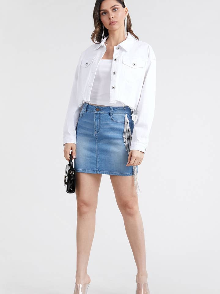 9016 WIT SPIJKERJACK voor wholesale door LABIJOU