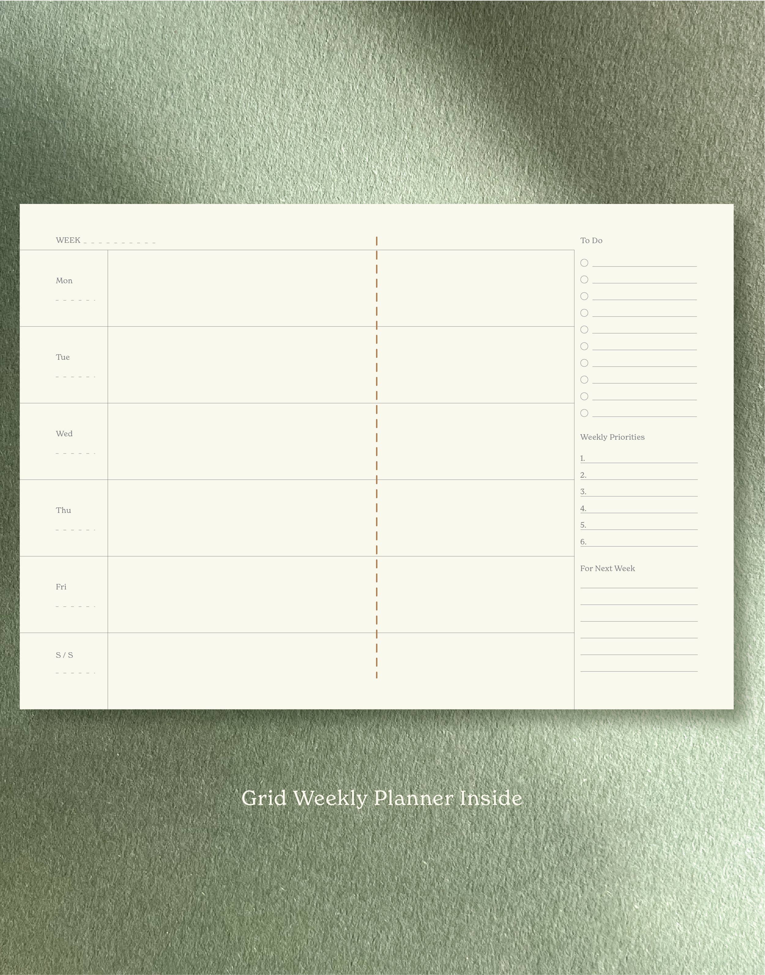 Fin Studio – wholesale Planner – Grid Weekly Planner Notebook / Vita Series-Pale Green1