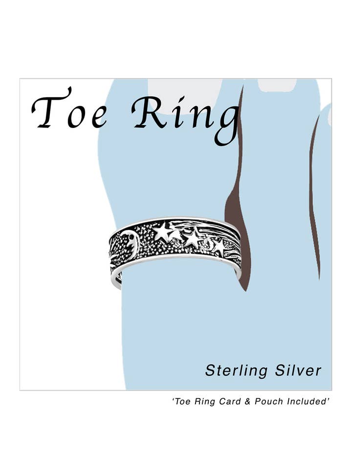 Sterling Sølv Sol, Månen og Stjerne Justerbar Tå Ring - SS for engroshandel hos Zoey Simmons