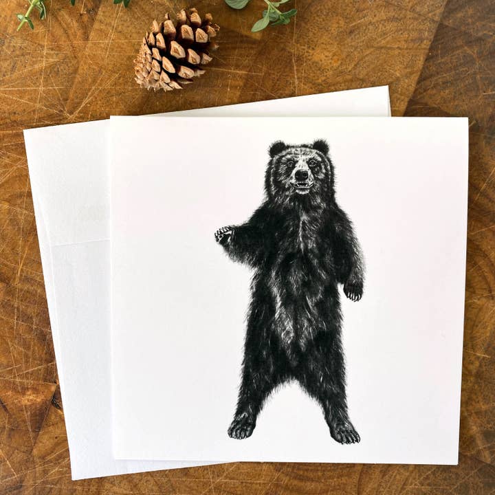 Hullo Bear : Woodland Wildlife Series Carte d'art pour la vente par Dark Fox Creative