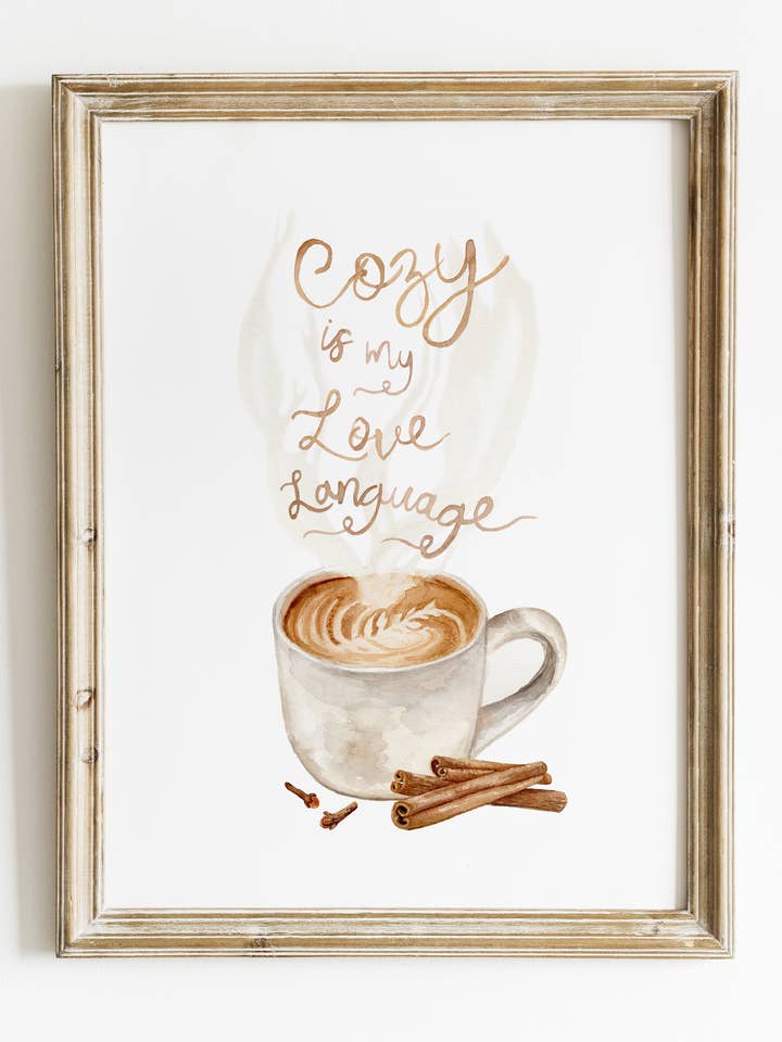 L'impression aquarelle "Le confort est ma langue d'amour" | Impression café pour la vente par Feed & Dwell